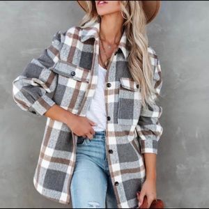 NWOT Brinkley Plaid Wool Blend Shacket Size M